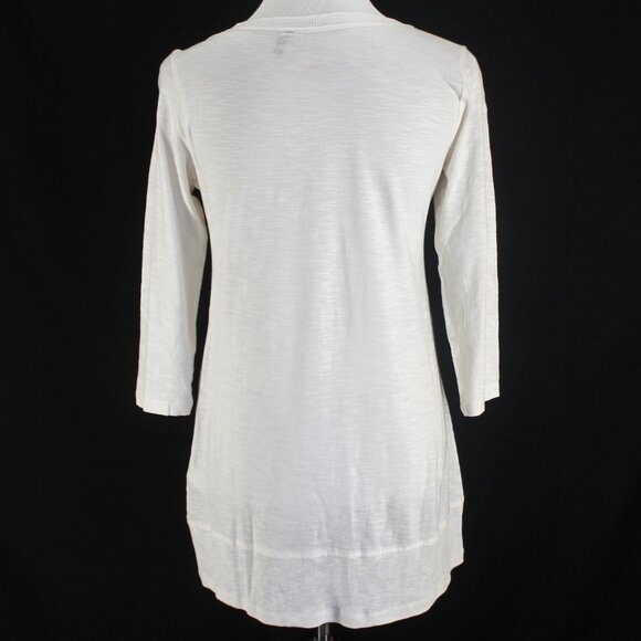 LOGO Lori Goldstein Knit Top Womens Size XS Ivory 3/4 Sleeve Lightweight Tunic - Picture 5 of 7